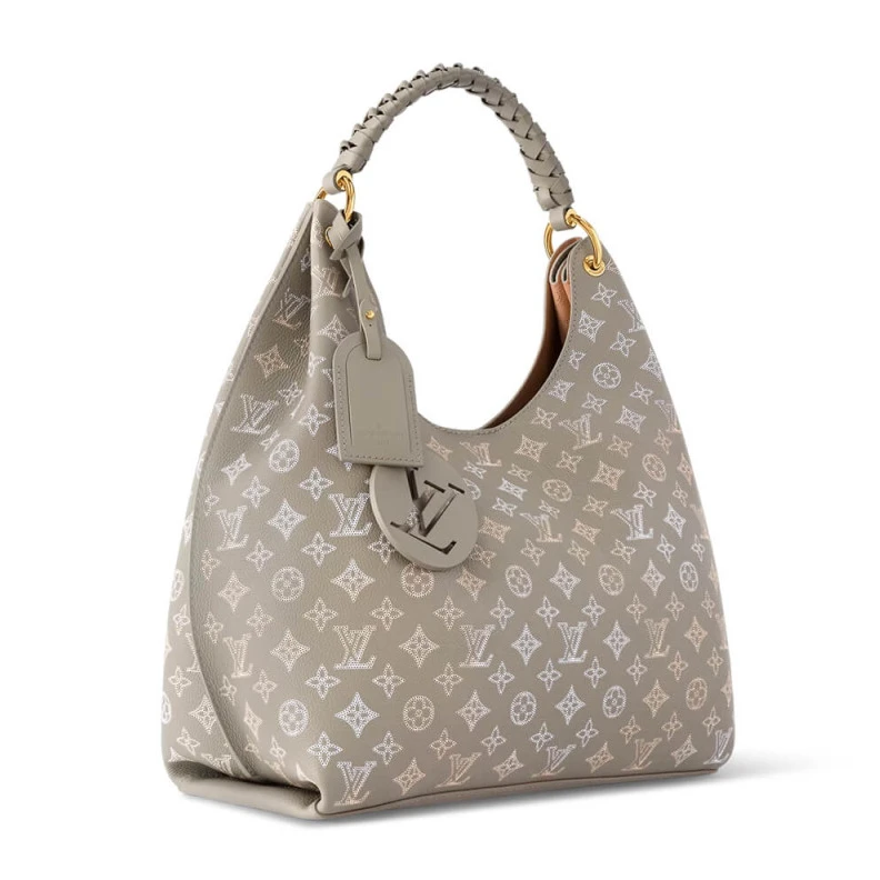Handle:Si Louis Vuitton Mahina Leather Carmel Bag Grey