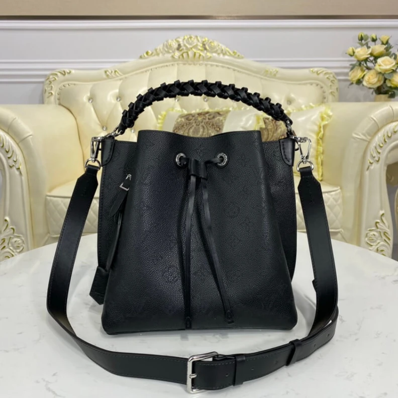 Mythick Microfibe Louis Vuitton Mahina Perforated Calf Leather Muria Black
