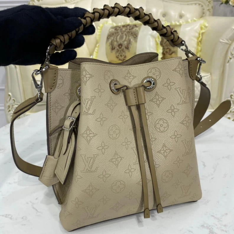 Replica bag Microfibe Louis Vuitton Mahina Perforated Calf Leather Muria Galet Gray