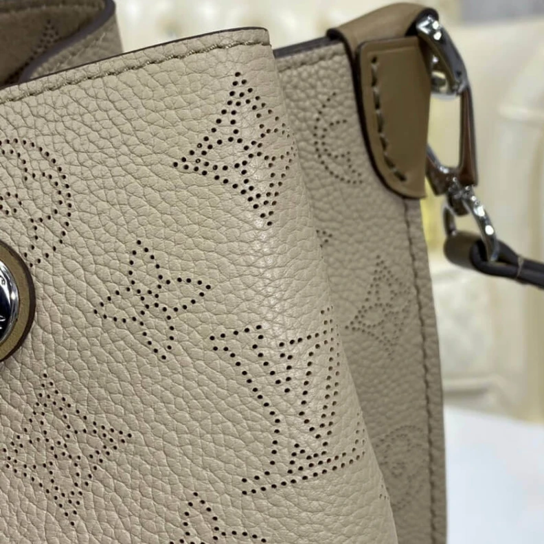 Replica bag Microfibe Louis Vuitton Mahina Perforated Calf Leather Muria Galet Gray