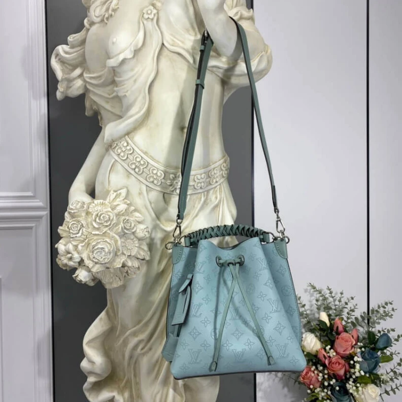 Replica bags lv Strap dro Louis Vuitton Mahina Perforated Calf Leather Muria Vert Lagon