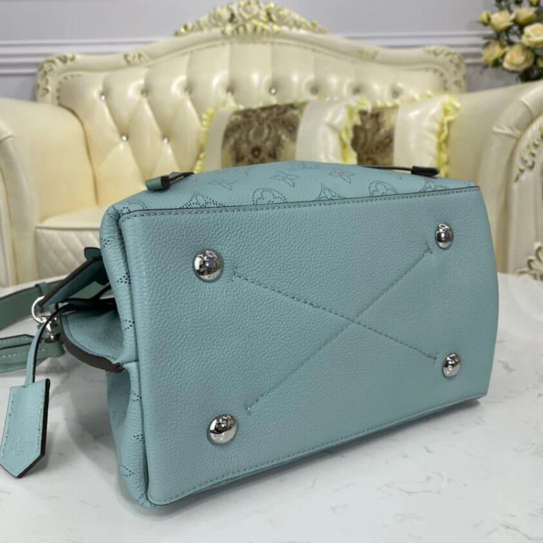 Replica bags lv Strap dro Louis Vuitton Mahina Perforated Calf Leather Muria Vert Lagon