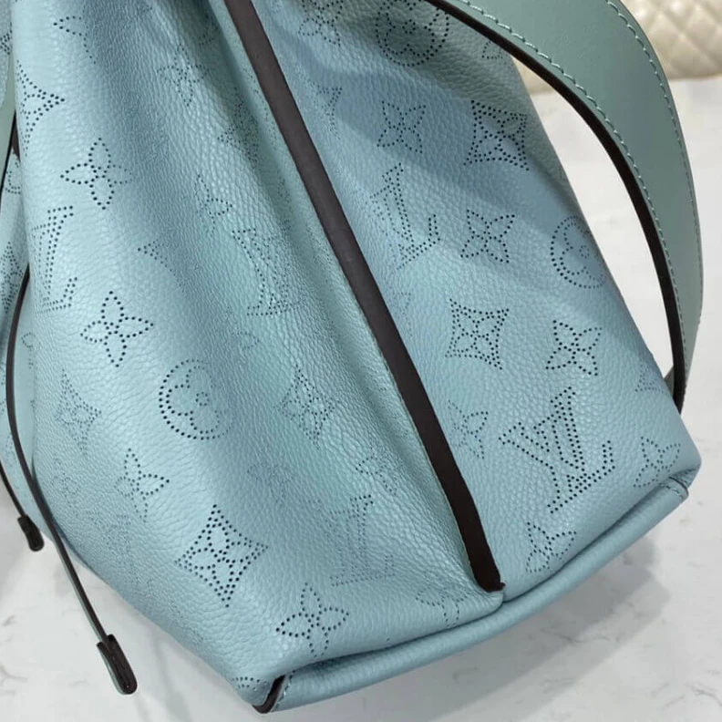 Replica bags lv Strap dro Louis Vuitton Mahina Perforated Calf Leather Muria Vert Lagon
