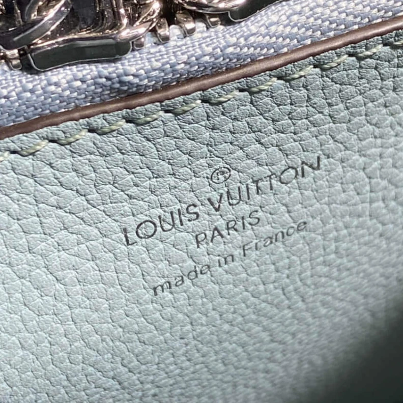Replica bags lv Strap dro Louis Vuitton Mahina Perforated Calf Leather Muria Vert Lagon
