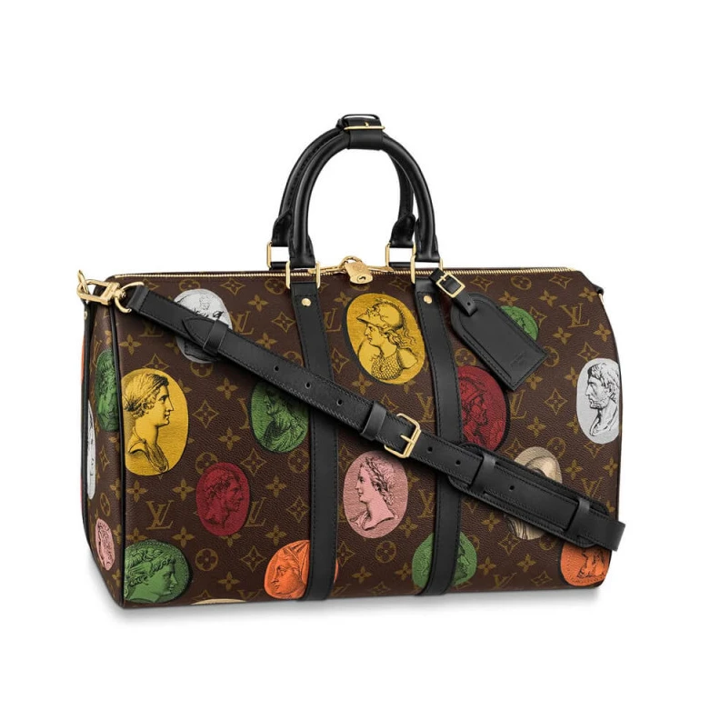 Strap: Re Louis Vuitton Monogram Cameo Printed Keepall Bandouliere 45