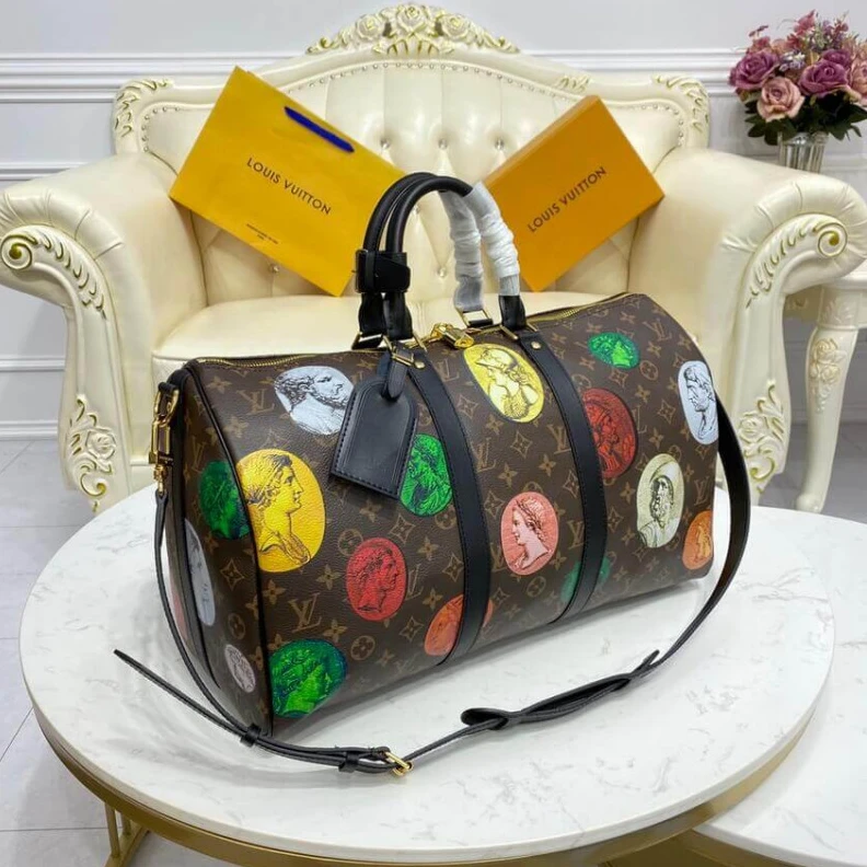 Replica bags Strap: Re Louis Vuitton Monogram Cameo Printed Keepall Bandouliere 45