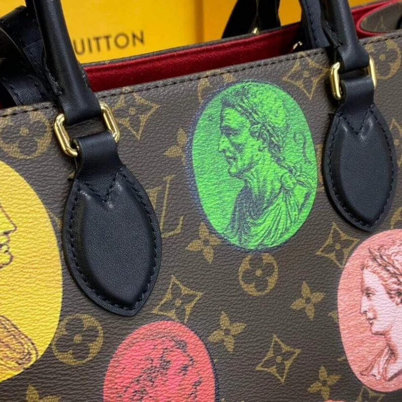 Replica bags Microfibe Louis Vuitton Monogram Cameo Printed Onthego MM