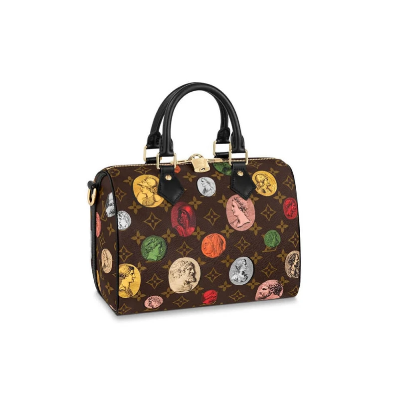 Microfibe Louis Vuitton Monogram Cameo Printed Speedy Bandouliere 25