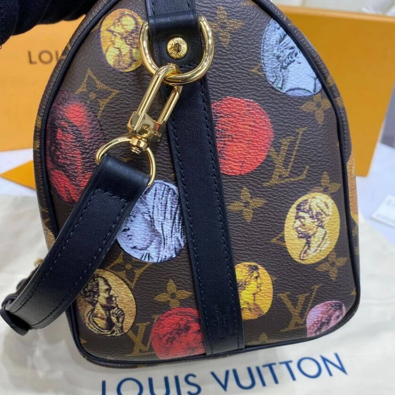 Top lv Microfibe Louis Vuitton Monogram Cameo Printed Speedy Bandouliere 25