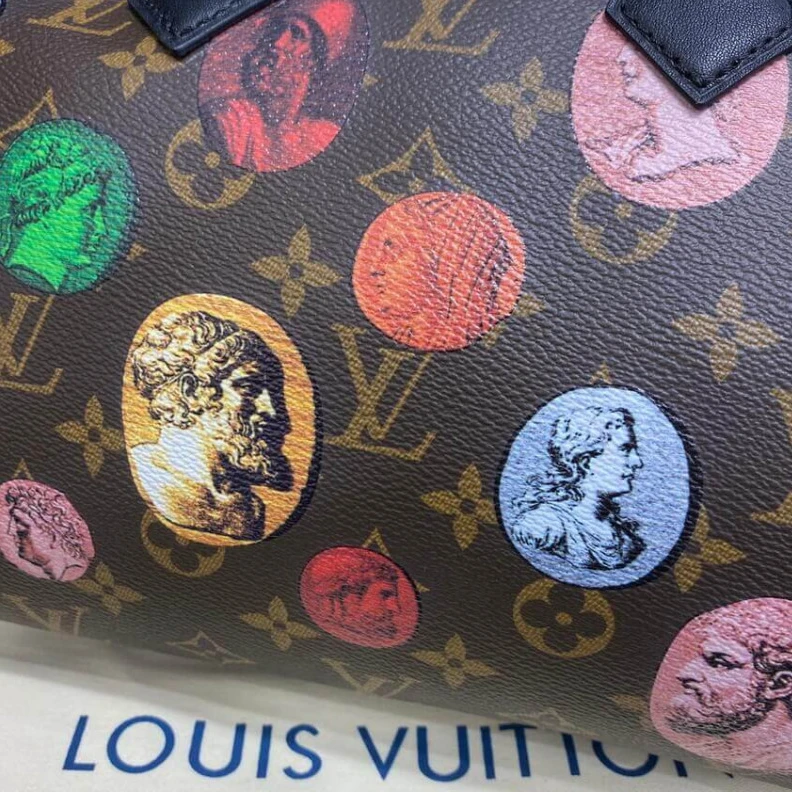 Top lv Microfibe Louis Vuitton Monogram Cameo Printed Speedy Bandouliere 25