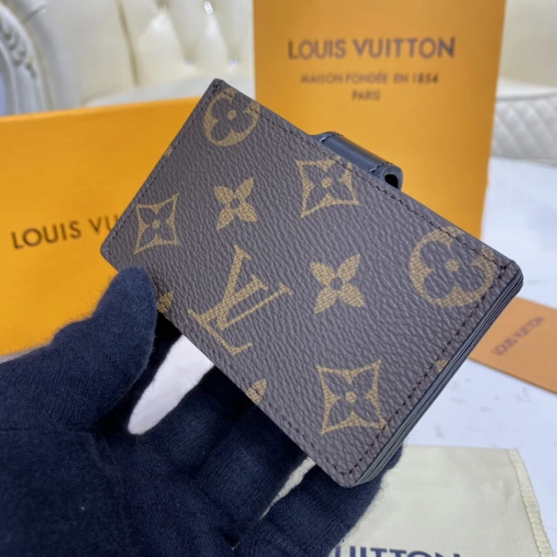 Top lv Cowhidele Louis Vuitton Monogram Canvas Card Holder Black