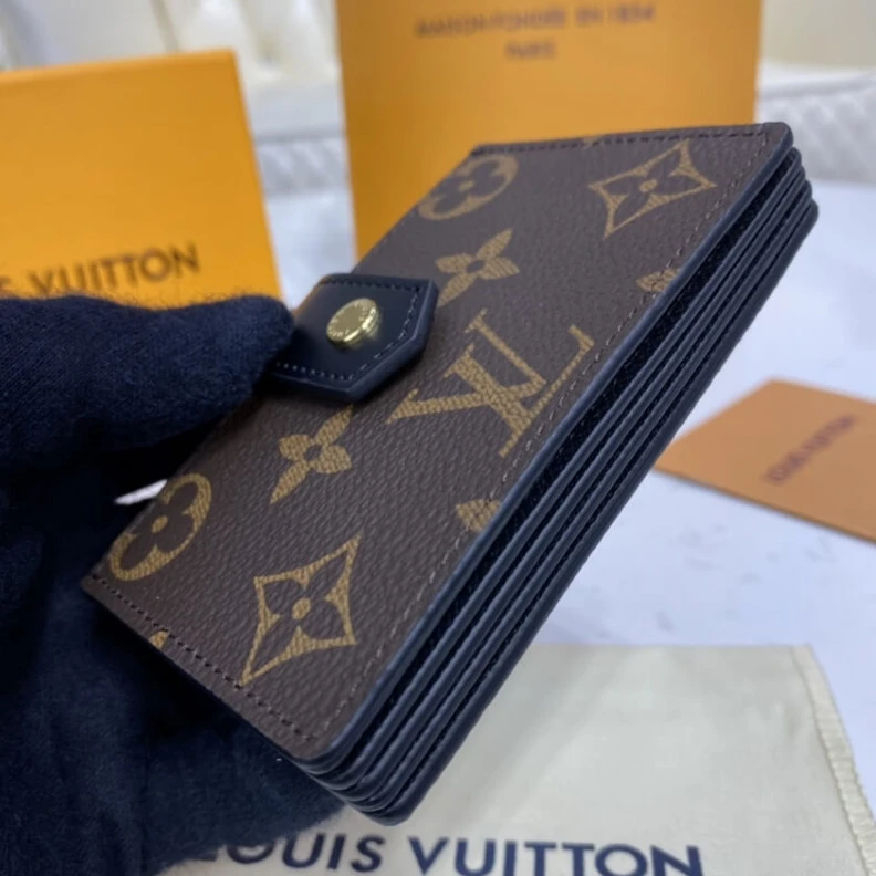 Top lv Cowhidele Louis Vuitton Monogram Canvas Card Holder Black
