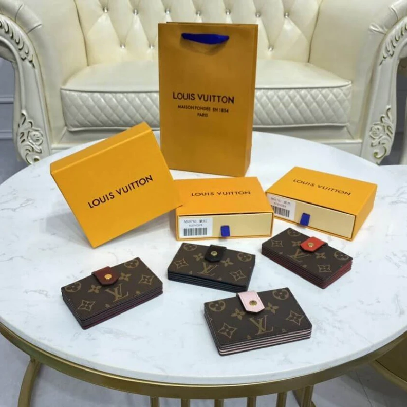Top lv Cowhidele Louis Vuitton Monogram Canvas Card Holder Black