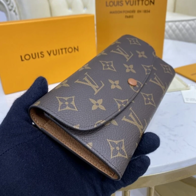Replica bags lv 1 large g Louis Vuitton Monogram Canvas Emilie Wallet Brown