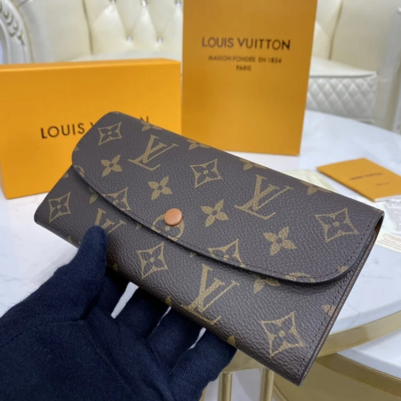 1 large g Louis Vuitton Monogram Canvas Emilie Wallet Brown