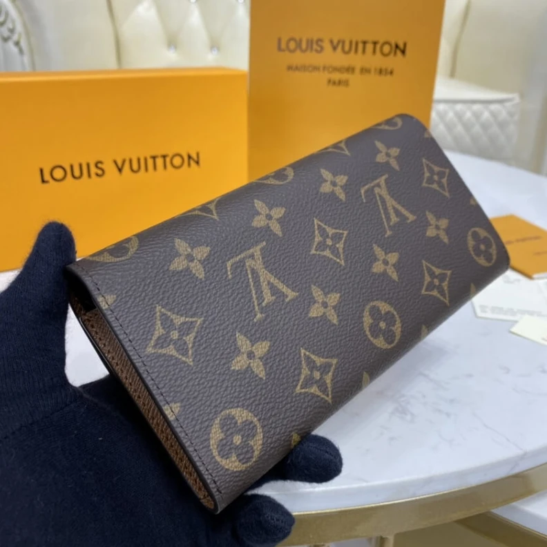 Replica bags lv 1 large g Louis Vuitton Monogram Canvas Emilie Wallet Brown