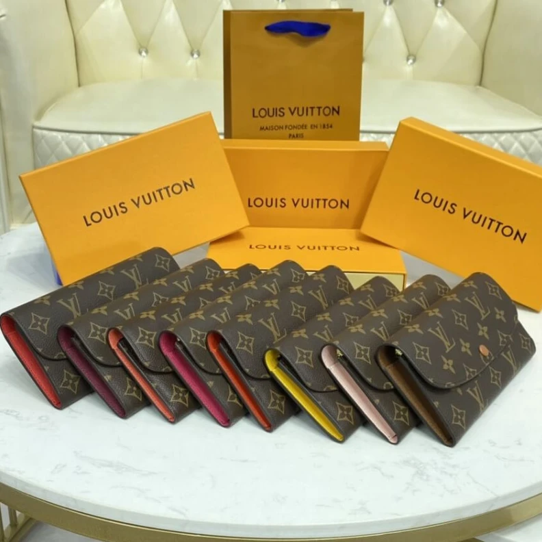 Replica bags lv 1 large g Louis Vuitton Monogram Canvas Emilie Wallet Brown