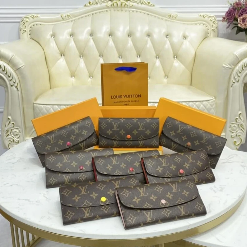 Replica bags lv 1 large g Louis Vuitton Monogram Canvas Emilie Wallet Brown