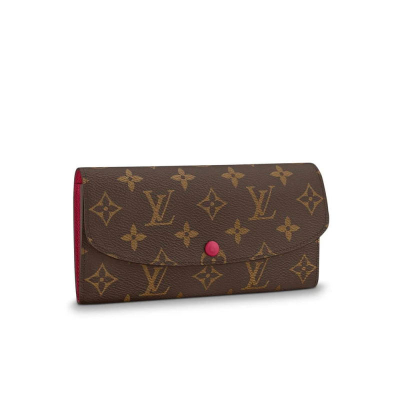 4 credit Louis Vuitton Monogram Canvas Emilie Wallet Fuchsia