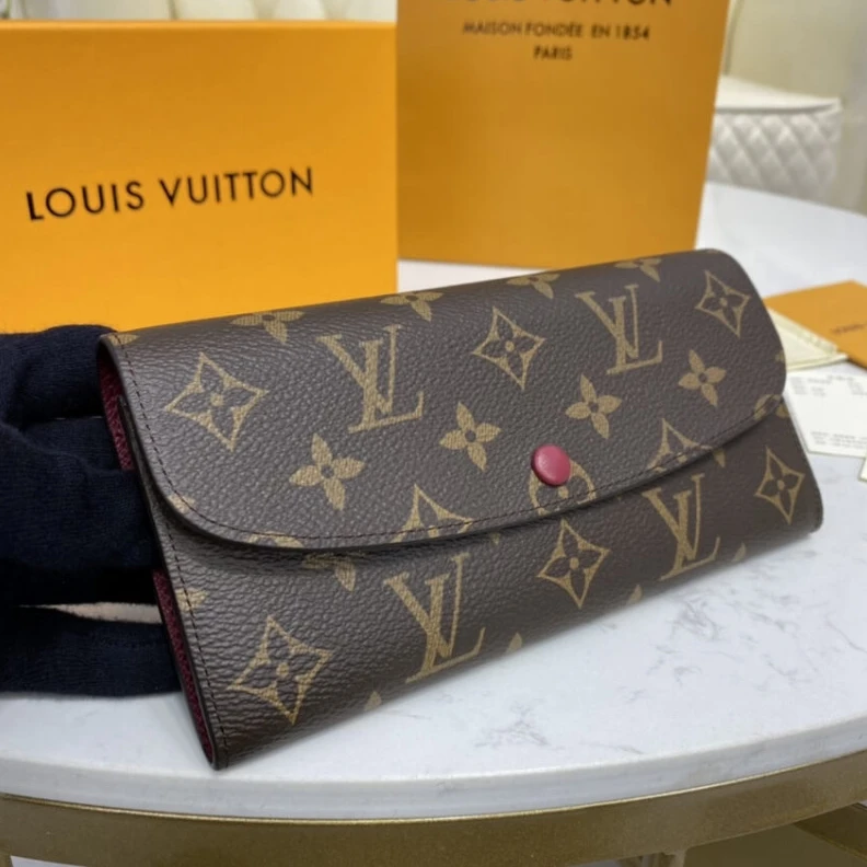 Louis vuitton locations 4 credit Louis Vuitton Monogram Canvas Emilie Wallet Fuchsia