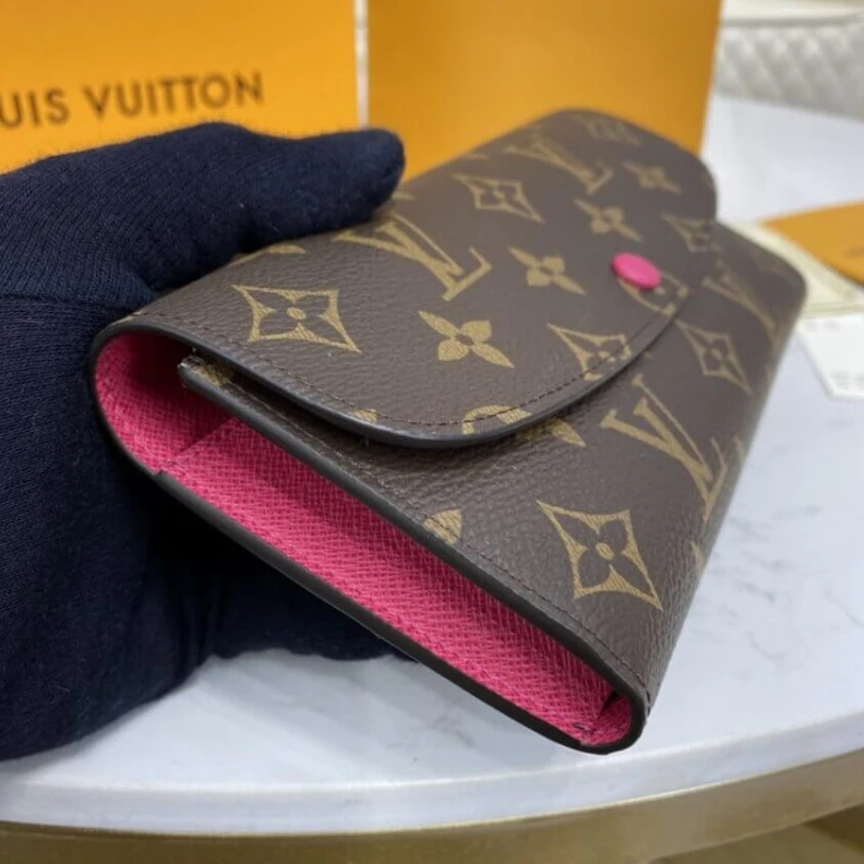 Louis vuitton locations Shiny gol Louis Vuitton Monogram Canvas Emilie Wallet Rose Red
