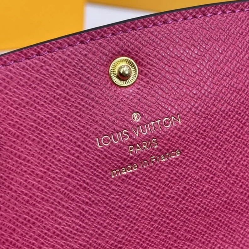 Louis vuitton locations Shiny gol Louis Vuitton Monogram Canvas Emilie Wallet Rose Red