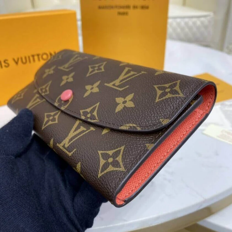 Replica bags 1 zipped Louis Vuitton Monogram Canvas Emilie Wallet Watermelon Red