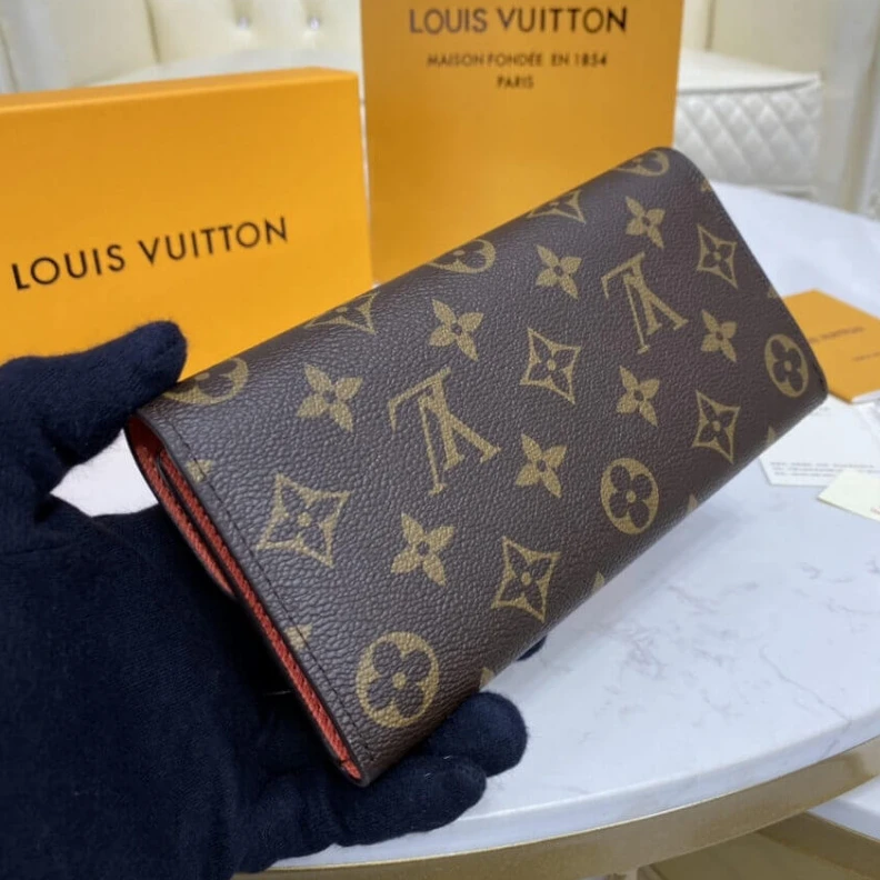 Replica bags 1 zipped Louis Vuitton Monogram Canvas Emilie Wallet Watermelon Red