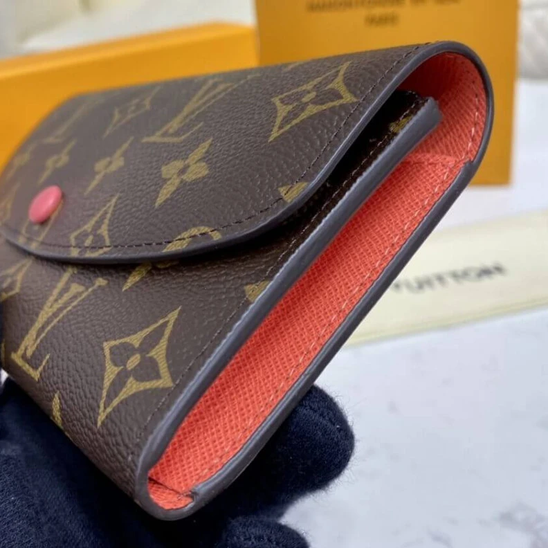 Replica bags 1 zipped Louis Vuitton Monogram Canvas Emilie Wallet Watermelon Red