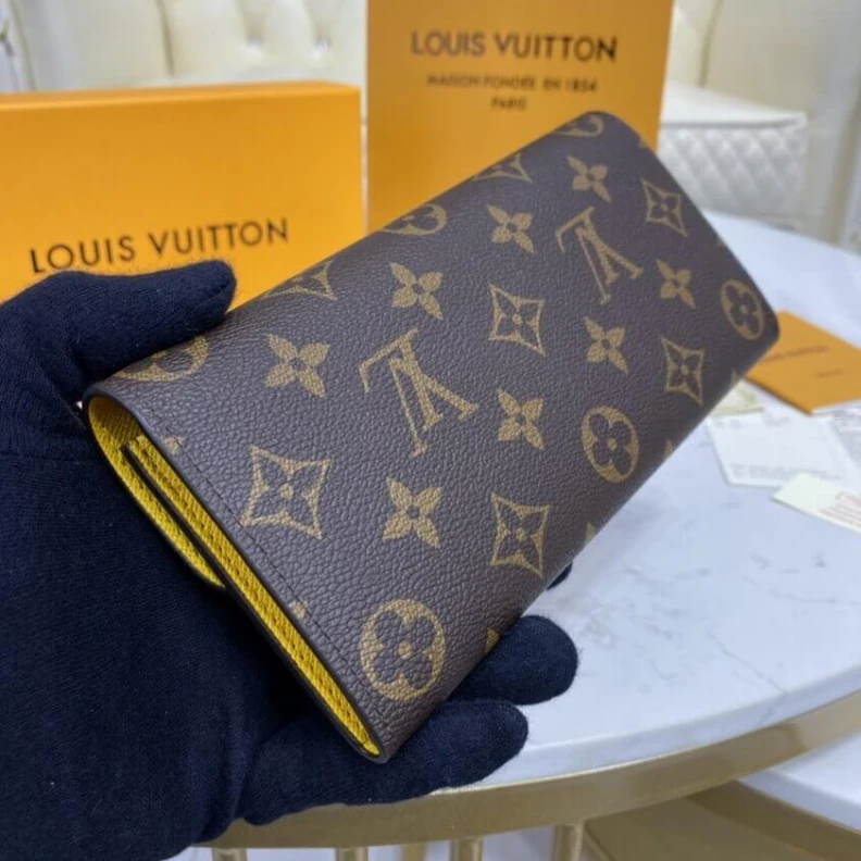 Top lv Pressstud Louis Vuitton Monogram Canvas Emilie Wallet Yellow