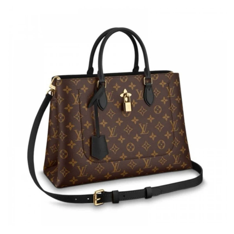 2 flat in LV Monogram Canvas Flower Tote Black
