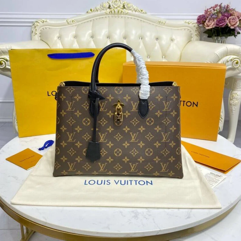 Replica bag 2 flat in Louis Vuitton Monogram Canvas Flower Tote Black