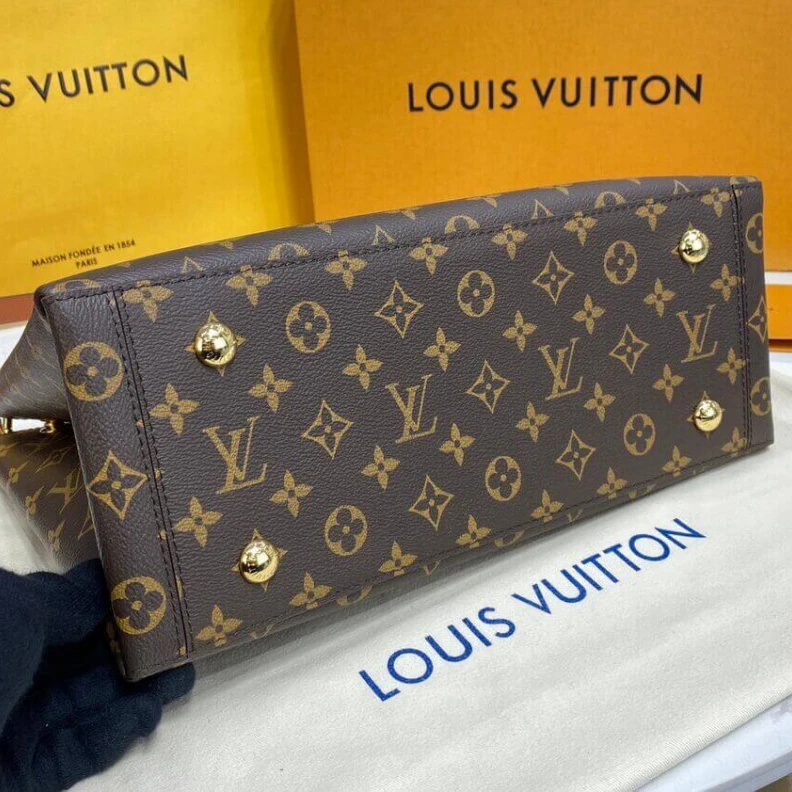 Replica bags lv Handle: D LV Monogram Canvas Flower Tote Caramel
