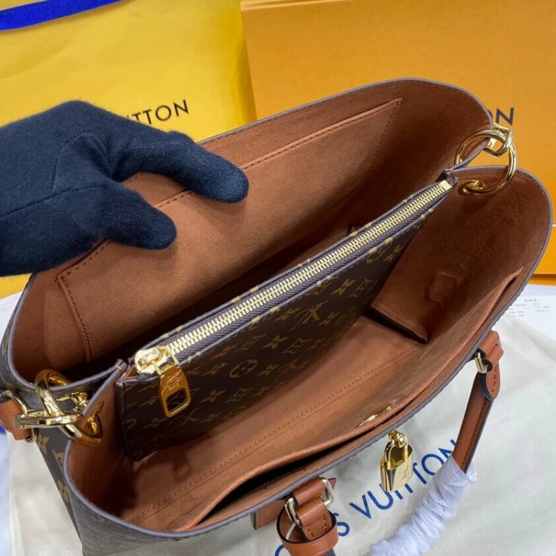Replica bags lv Handle: D LV Monogram Canvas Flower Tote Caramel