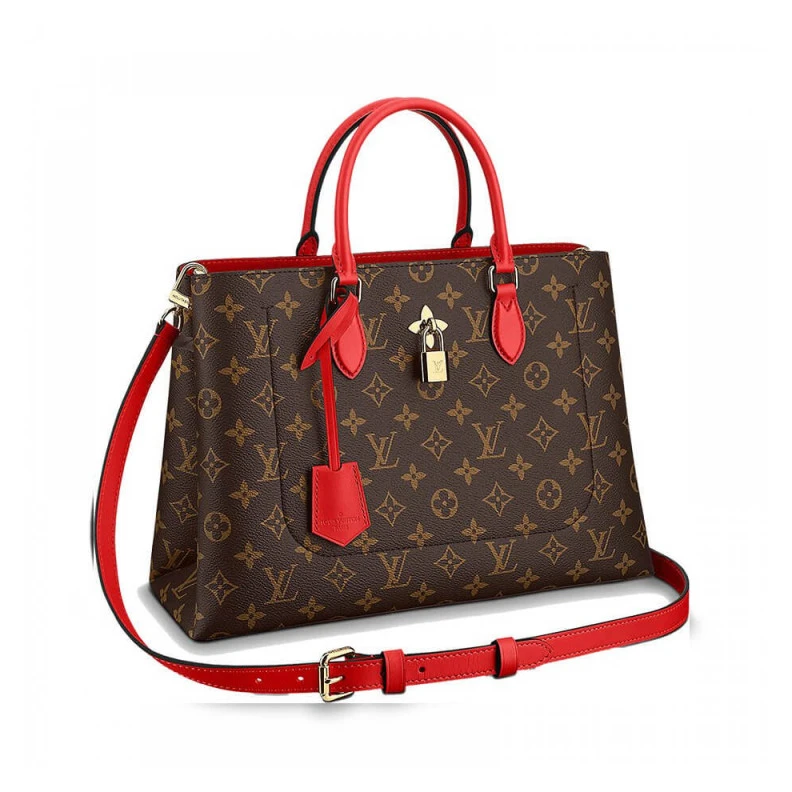 34 x 24 x LV Monogram Canvas Flower Tote Red