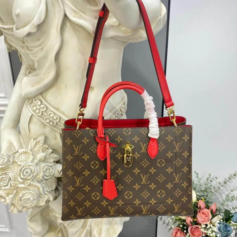 Replica bags lv 34 x 24 x LV Monogram Canvas Flower Tote Red