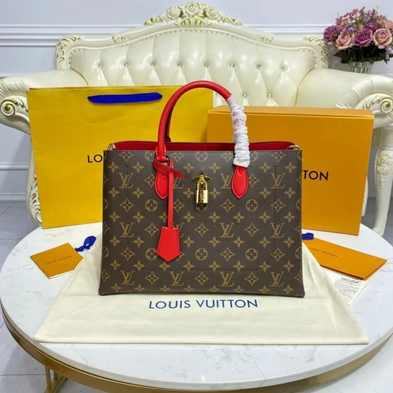 Replica bags lv 34 x 24 x LV Monogram Canvas Flower Tote Red