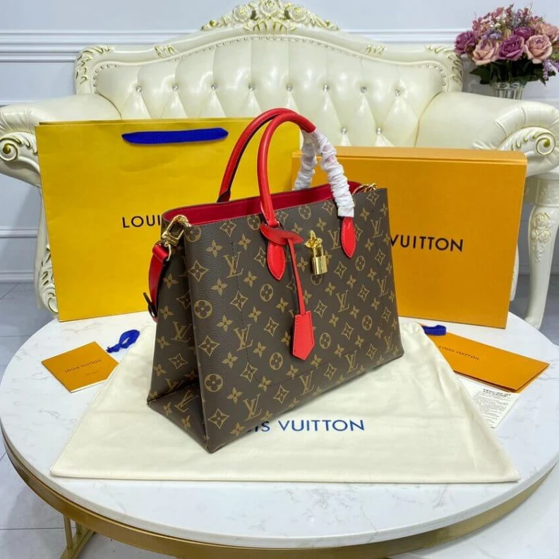 Replica bags lv 34 x 24 x LV Monogram Canvas Flower Tote Red