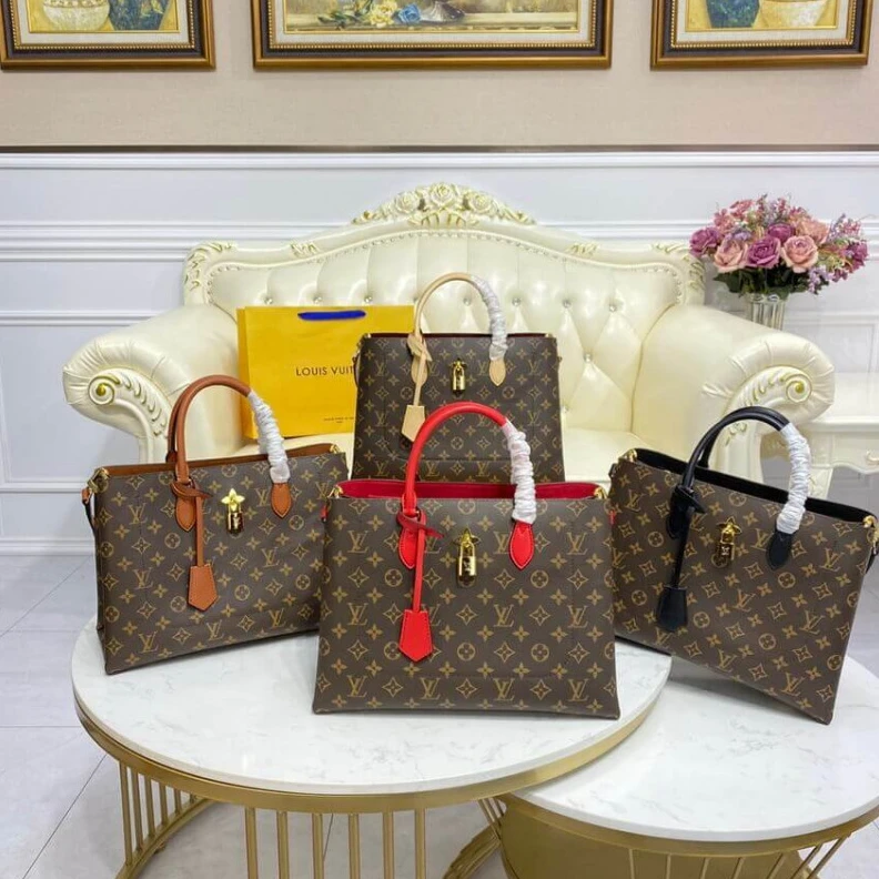 Replica bags lv 34 x 24 x LV Monogram Canvas Flower Tote Red