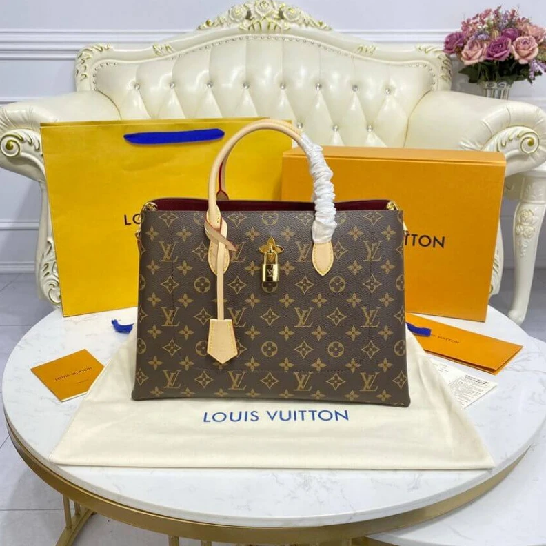 Top lv Key bell LV Monogram Canvas Flower Tote