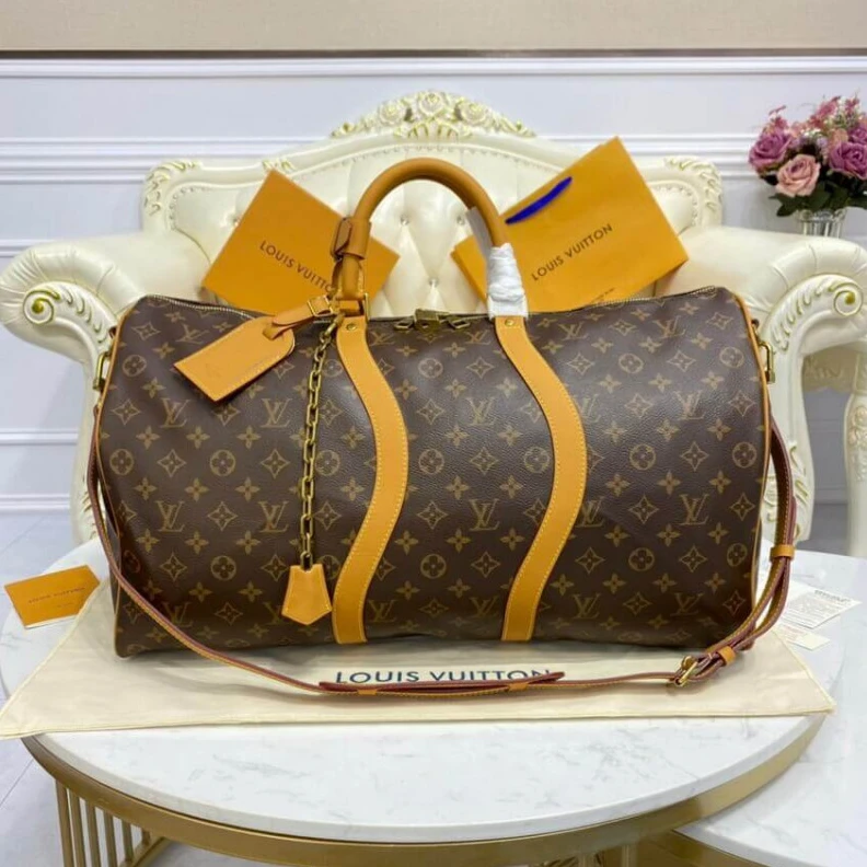 Coton Tex Louis Vuitton Monogram Canvas Keepall Bandouliere 50