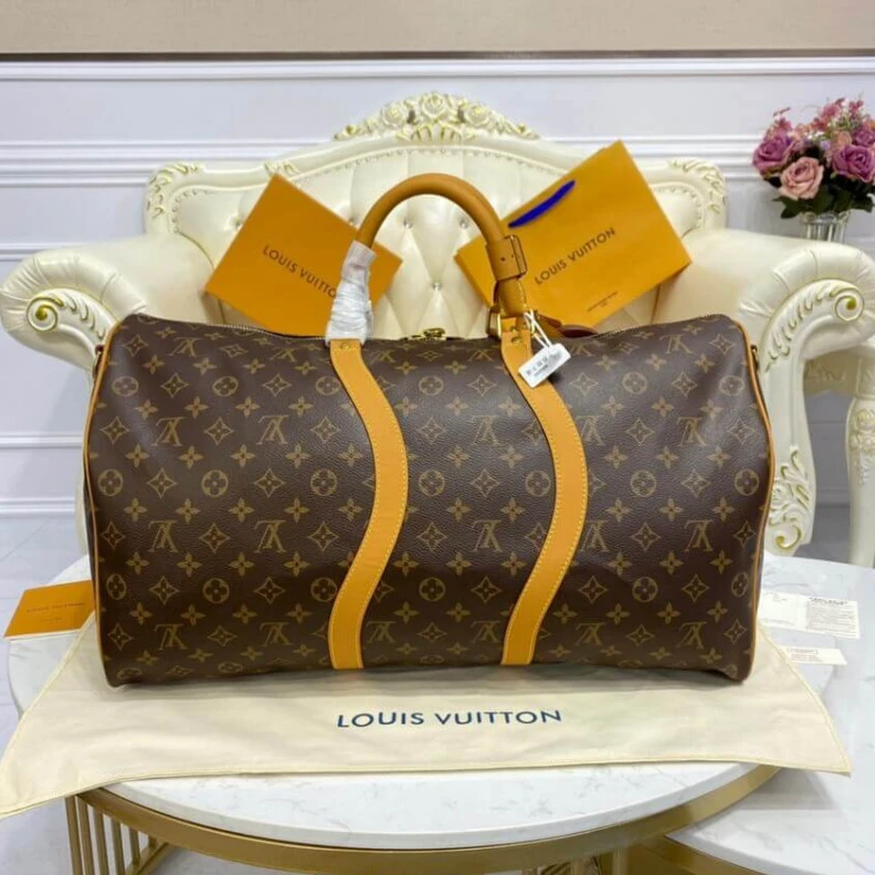 Louis vuitton locations Coton Tex Louis Vuitton Monogram Canvas Keepall Bandouliere 50