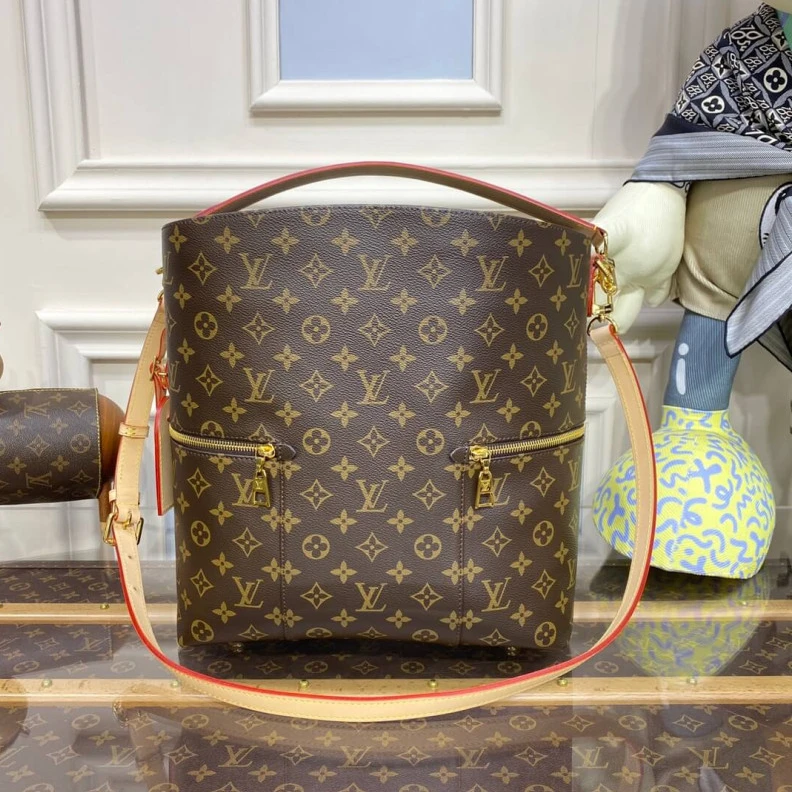 Top lv Customiza LV Monogram Canvas Melie Shoulder Tote Bag