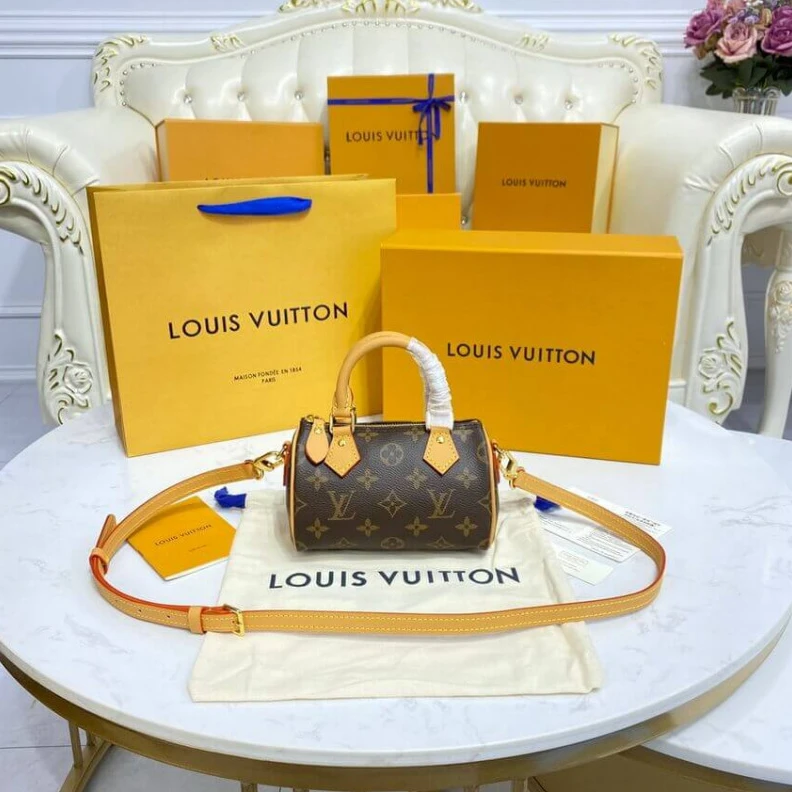 Replica bags Strap: Re Louis Vuitton Monogram Canvas Nano Speedy