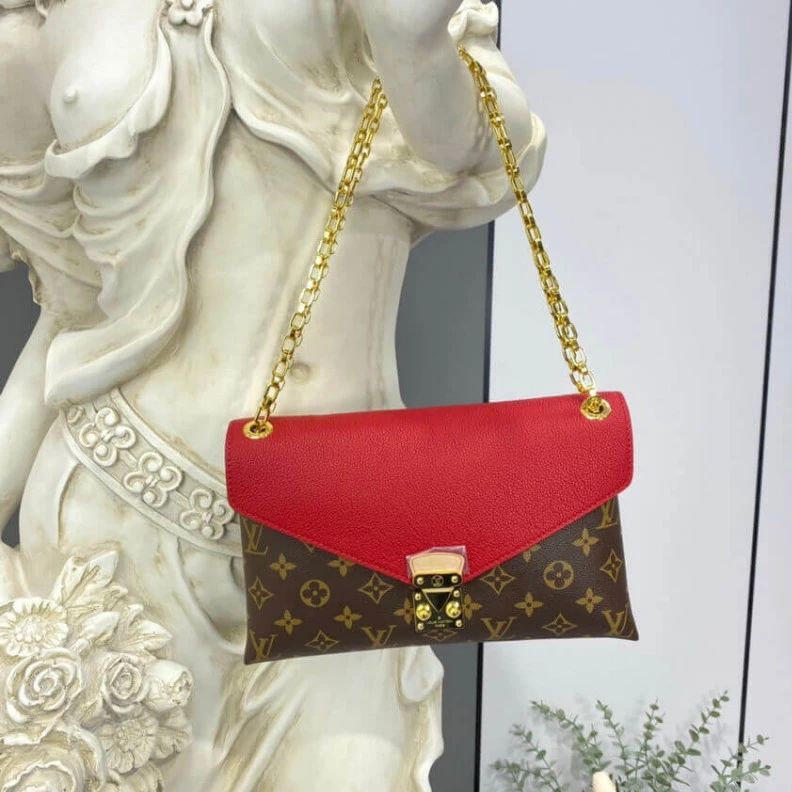 Replica bags 25 x 16 x Louis Vuitton Monogram Canvas Pallas Chain Red