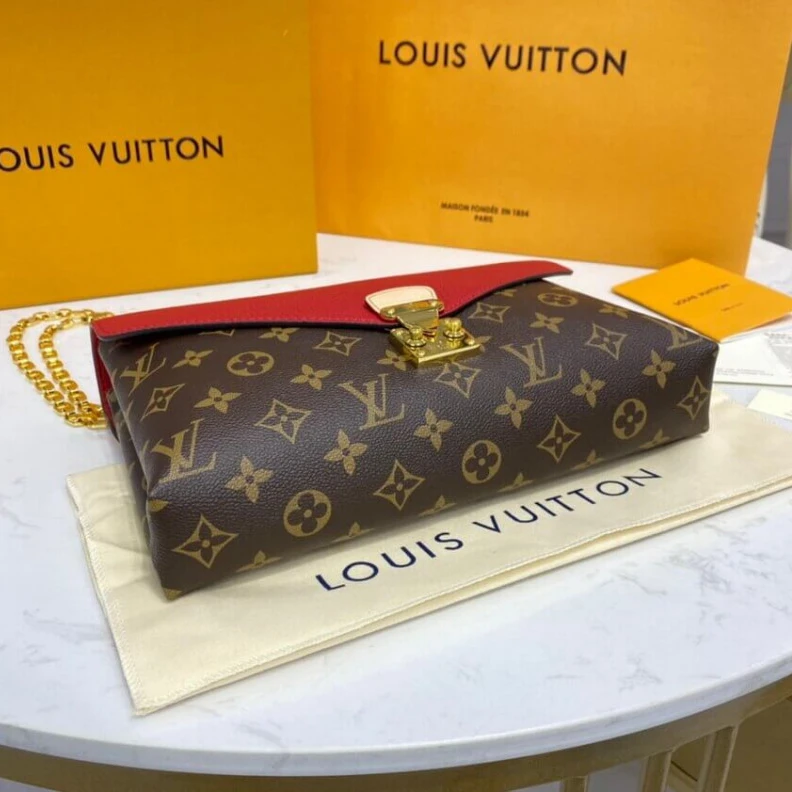 Replica bags 25 x 16 x Louis Vuitton Monogram Canvas Pallas Chain Red