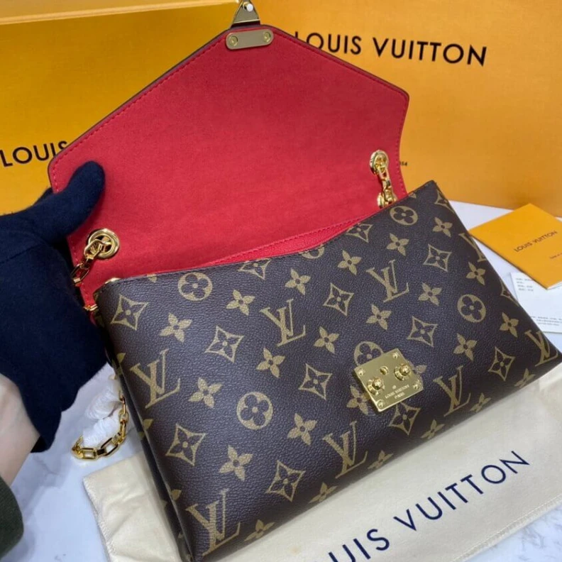 Replica bags 25 x 16 x Louis Vuitton Monogram Canvas Pallas Chain Red