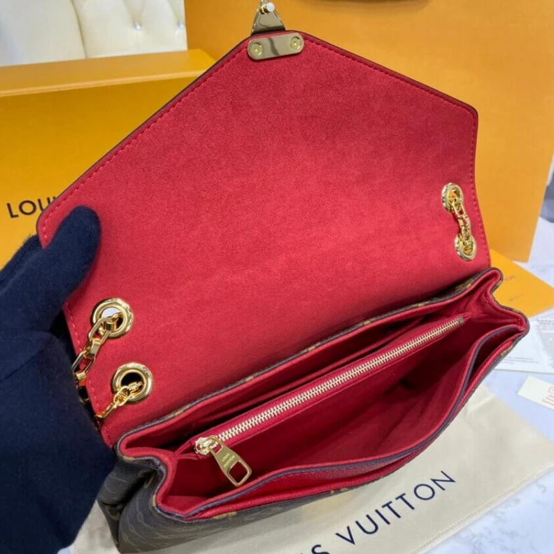 Replica bags 25 x 16 x Louis Vuitton Monogram Canvas Pallas Chain Red