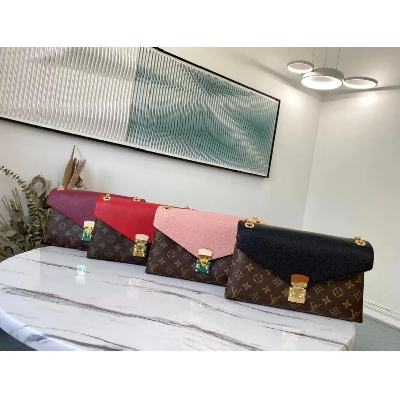 Replica bags 25 x 16 x Louis Vuitton Monogram Canvas Pallas Chain Red
