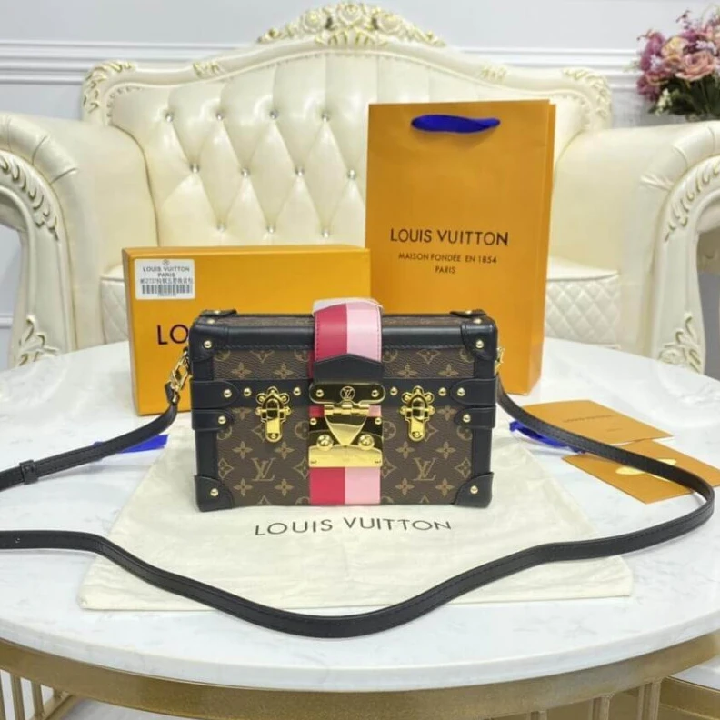 Replica bags lv Sheepskin LV Monogram Canvas Petite Malle